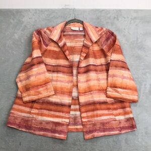 Chico's Open-Front Striped Blazer in Orange Tones XL
